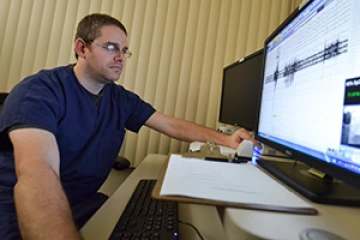 Photo showing sleep technician monitoring circadian rhythms